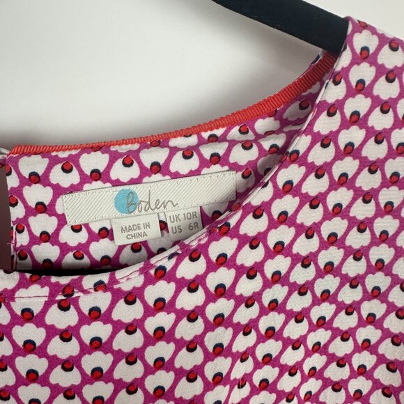 Boden Andrea 3/4 Sleeve Belted Dress Pink Red Size 6 - Picture 6 of 9